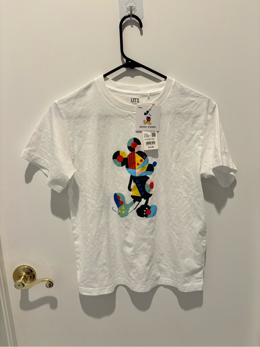 Disney White Short Sleeve T-Shirt with Multicolor Geometric Mickey